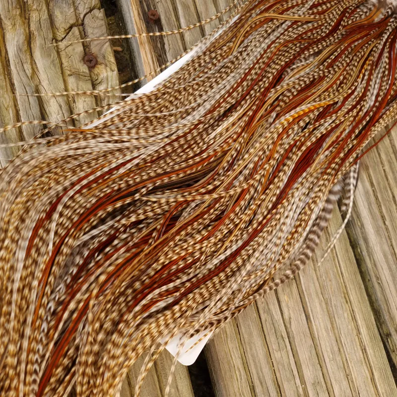 Whiting Heritage Hackles Rooster Saddle in Mixed Colours M Dun Cree/Dun Grizzly/Rusty Dun/Furnace Approx tying sizes 12/14/16-1