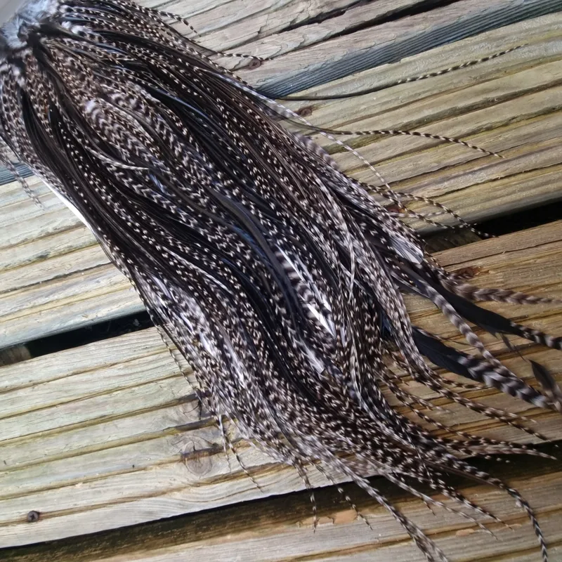 Whiting Heritage Hackles Rooster Saddle in Mixed Colours M Dark Grizzly/Natural Black Approx tying sizes 10/12/14-2