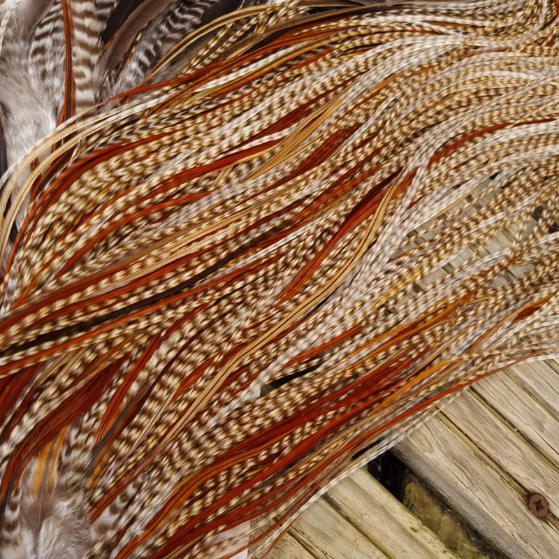 Whiting Heritage Hackles Rooster Saddle in Mixed Colours M Dun Cree/Dun Grizzly/Rusty Dun/Furnace Approx tying sizes 12/14/16-5