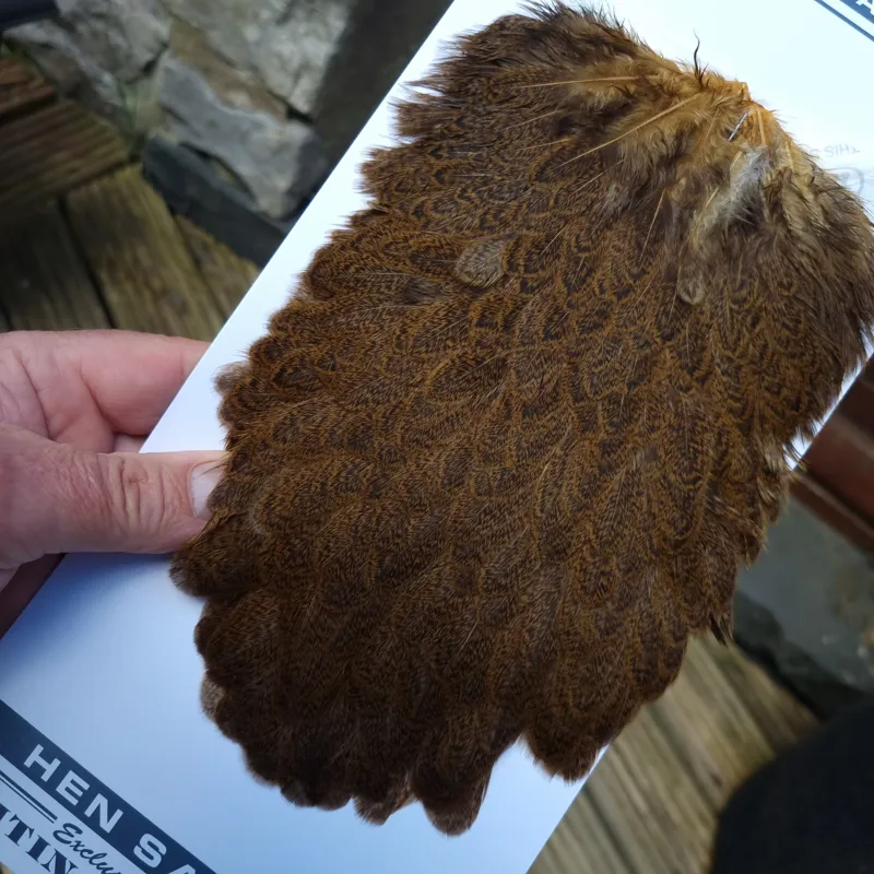 Whiting Brahma Hen Saddle in March Brown-1