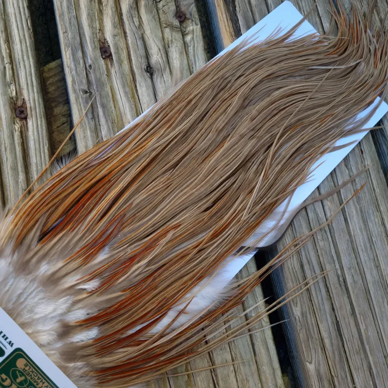 Whiting Hebert Miner Pro-Grade Dry Fly Rooster Saddle in Medium Brown Dun B Splashed with Rusty Dun Approx Tying Size 12/14-1