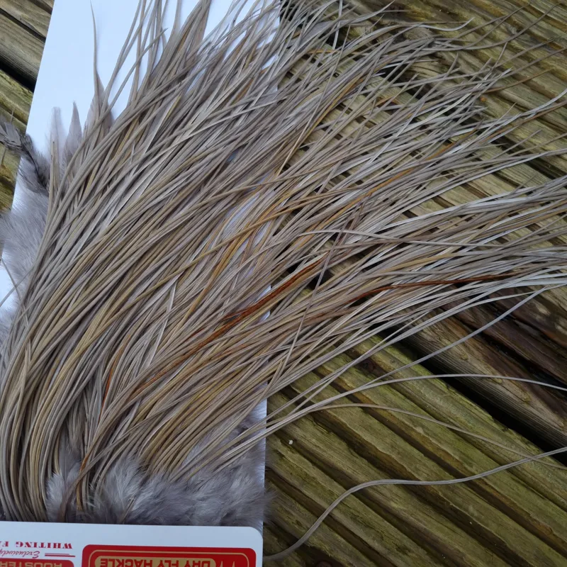 Whiting Pro-Grade Midge Rooster Saddle in Medium Dun A Approx tying sizes  14/16/18/20/22/24 and out of sight-6