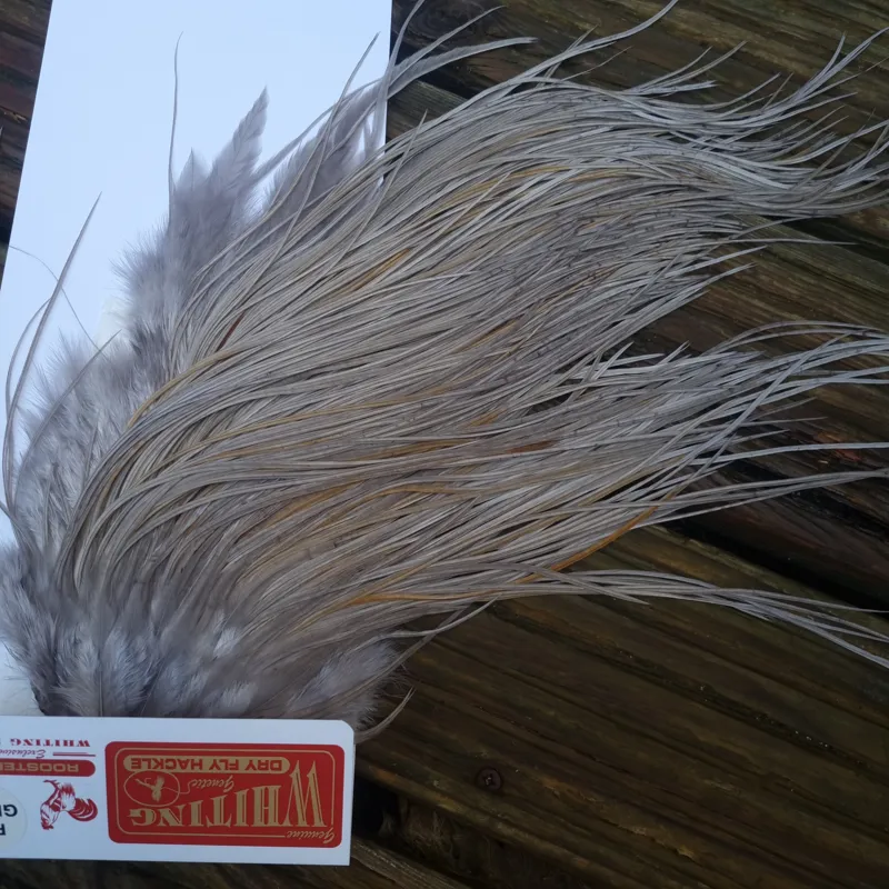 Whiting PRO-GRADE Dry Fly Rooster Saddle in Medium Dun B Approx Tying Sizes 12 14 16-4