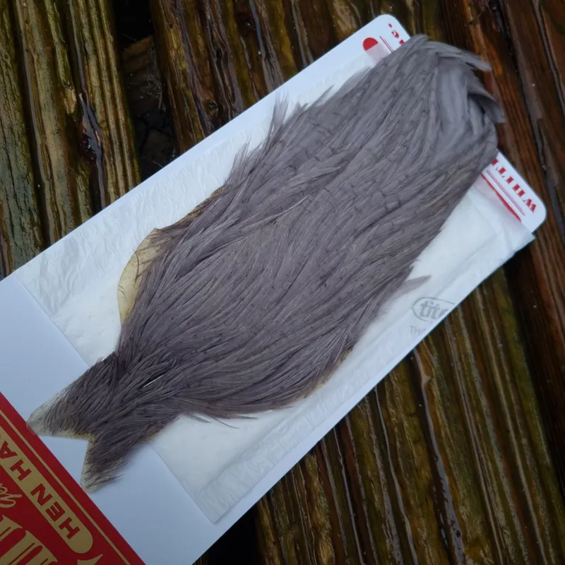 Whiting Hen cape in White Dyed Medium Dun D-3