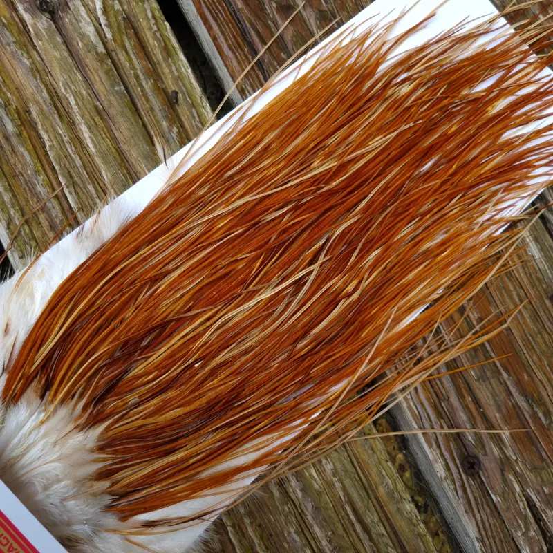 Whiting Pro-Grade Midge Rooster Saddle in Medium Ginger A  Approx Tying size odd 14 and stuffed with16/18/20/22 and a few going smaller