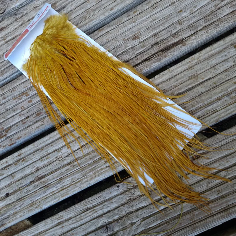 Whiting Pro-Grade Midge Rooster Saddle in White Dyed Golden Olive B Approx Tying Sizes 14 16 18 20 22 24 26 and out of sight-2