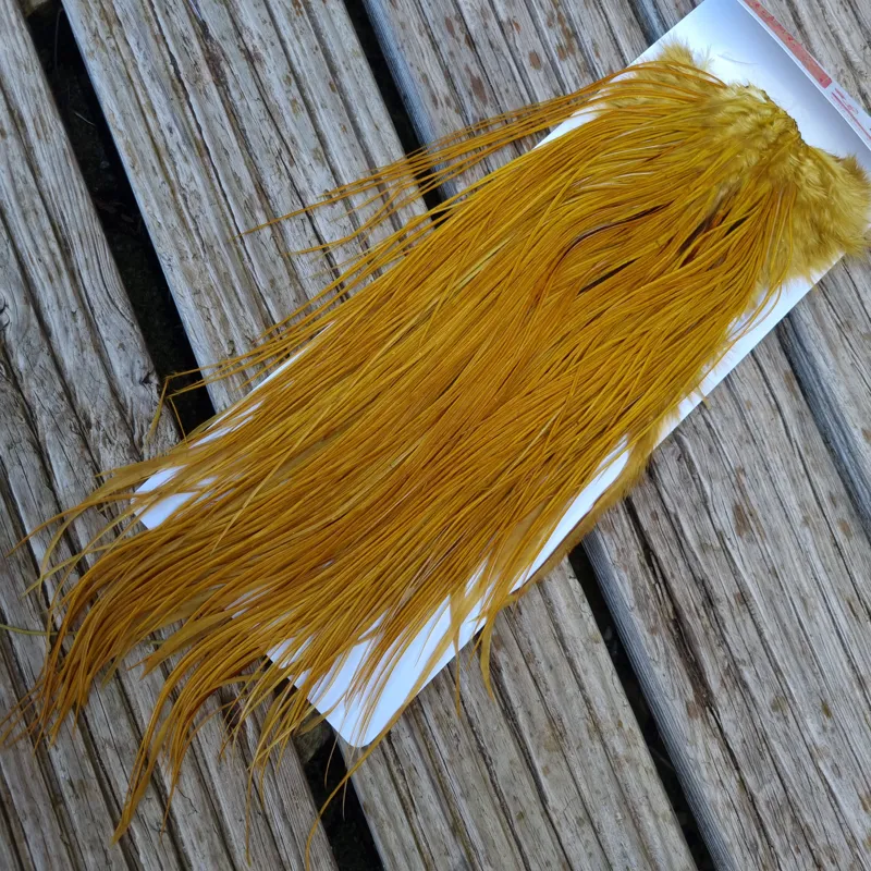 Whiting Pro-Grade Midge Rooster Saddle in White Dyed Golden Olive B Approx Tying Sizes 14 16 18 20 22 24 26 and out of sight-4