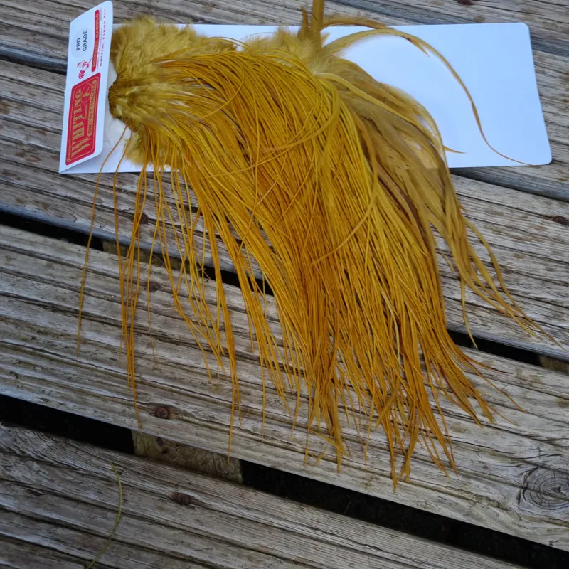 Whiting Pro-Grade Midge Rooster Saddle in White Dyed Golden Olive B Approx Tying Sizes 14 16 18 20 22 24 26 and out of sight-5