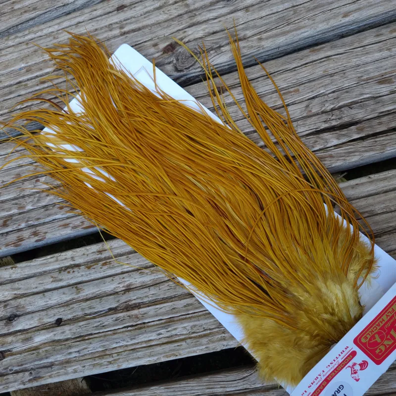Whiting Pro-Grade Midge Rooster Saddle in White Dyed Golden Olive B Approx Tying Sizes 14 16 18 20 22 24 26 and out of sight-3