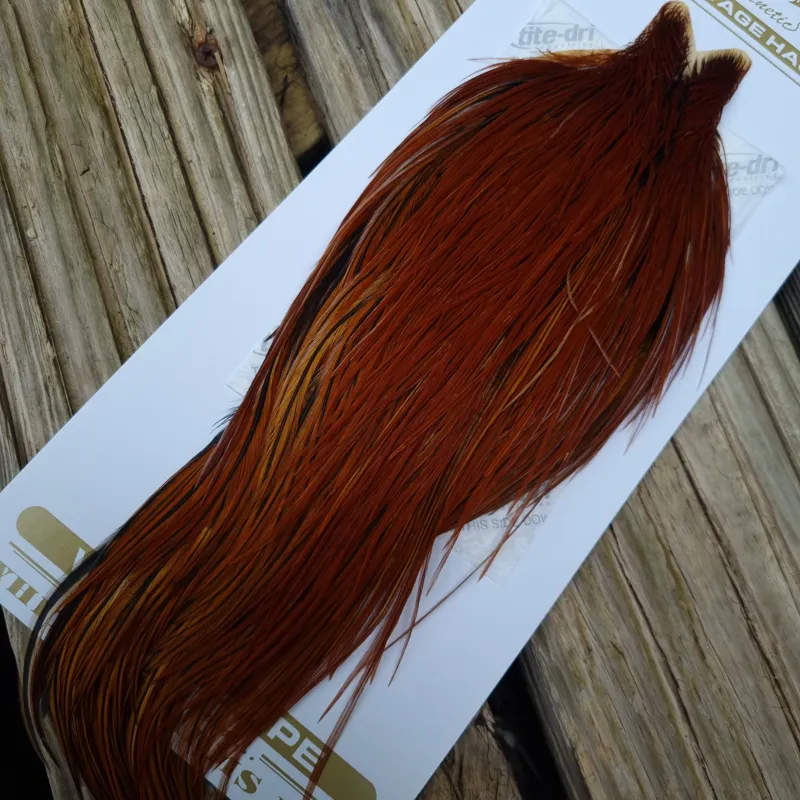 Whiting Heritage Hackles Rooster Cape in Mixed Colours N Red Game/Furnace-3