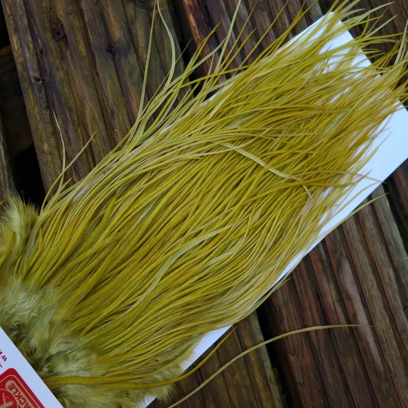 Whiting PRO-GRADE Dry Fly Rooster Saddle in White Dyed Olive A  Tying Approx  some 10 and stuffed with 12/14-4