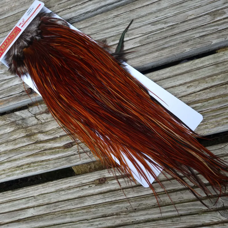 Whiting Pro-Grade Midge Rooster Saddle in Brown Medium to Dark Red Game A approx tying sizes Stuffed with 16/18/20/22/24/26 and out of sight-1