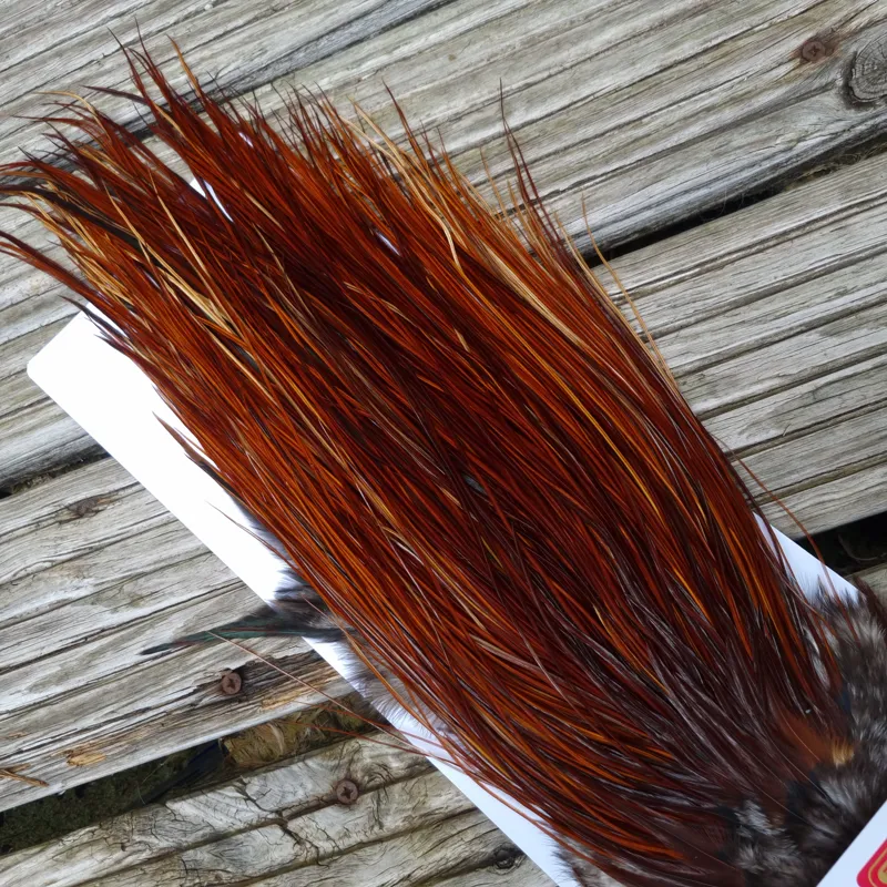 Whiting Pro-Grade Midge Rooster Saddle in Brown Medium to Dark Red Game A approx tying sizes Stuffed with 16/18/20/22/24/26 and out of sight-10