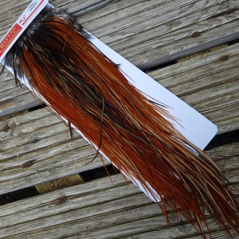 Whiting Pro-Grade Midge Rooster Saddle in Furnace B Tying Approx  Few14 and stuffed with 16 18 20 22 24 26 and out of sight-3