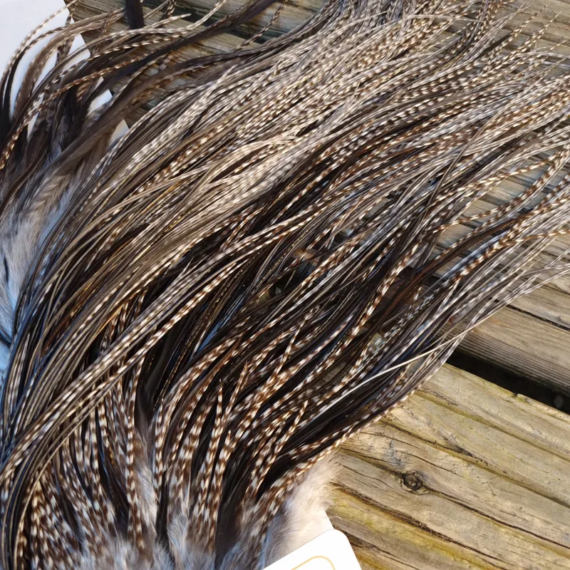 Whiting Heritage Hackles Rooster Saddle in Mixed Colours Q Grizzly Variant/ Grizzly/Natural Black/Speckled Badger Approx Tying Size 10/12/14/16-4