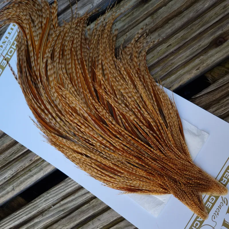 Whiting Heritage Hackles Rooster Cape in Mixed Colours R Barred Medium Ginger Splashed with Medium to Dark Ginger Hackles-2