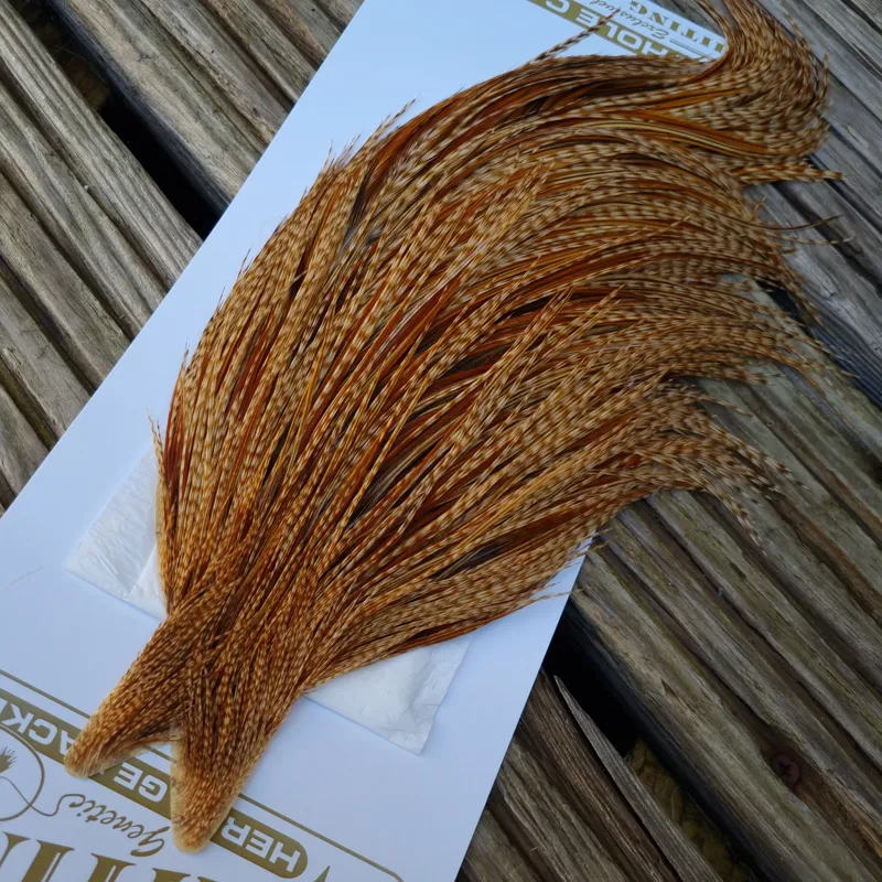 Whiting Heritage Hackles Rooster Cape in Mixed Colours R Barred Medium Ginger Splashed with Medium to Dark Ginger Hackles-4
