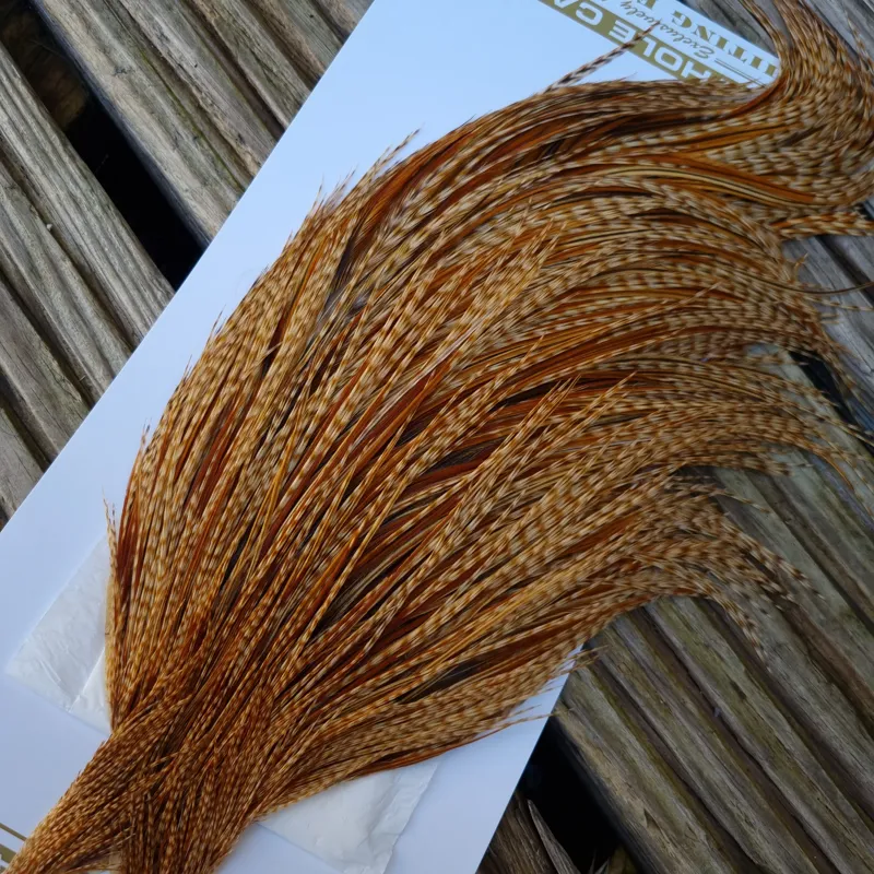 Whiting Heritage Hackles Rooster Cape in Mixed Colours R Barred Medium Ginger Splashed with Medium to Dark Ginger Hackles-6