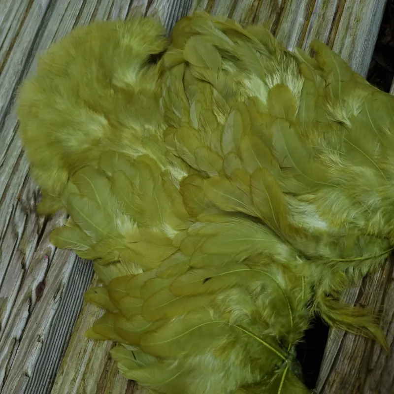 Whiting Rooster Soft Hackle with Chickabou in White Dyed Olive-3