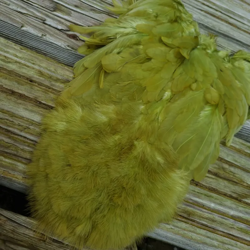 Whiting Rooster Soft Hackle with Chickabou in White Dyed Olive-2