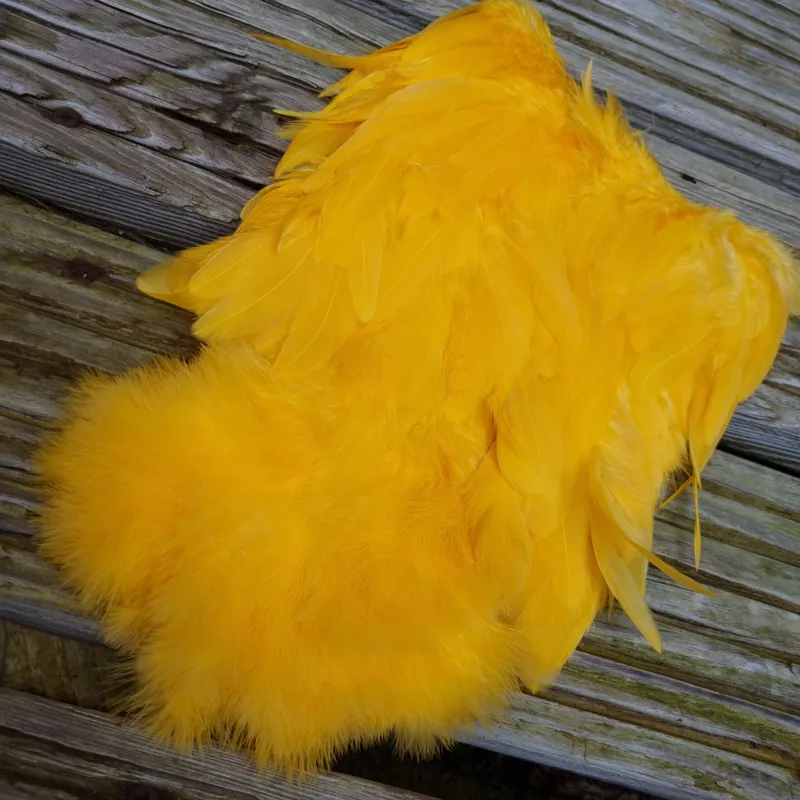 Whiting Rooster Soft Hackle with Chickabou in White dyed Golden Yellow