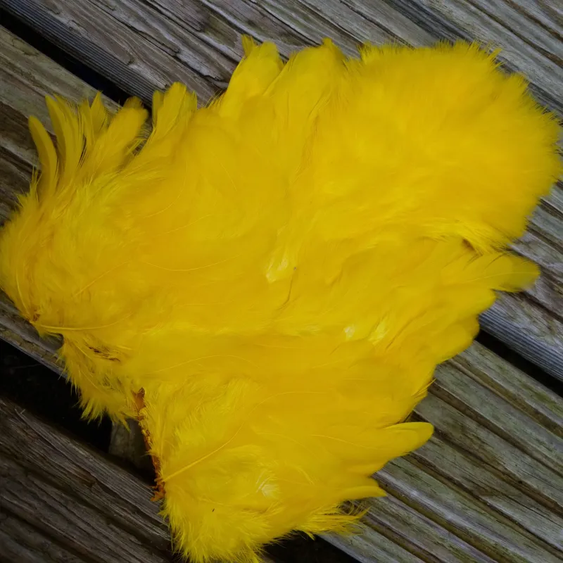 Whiting Rooster Soft Hackle with Chickabou in White dyed Yellow