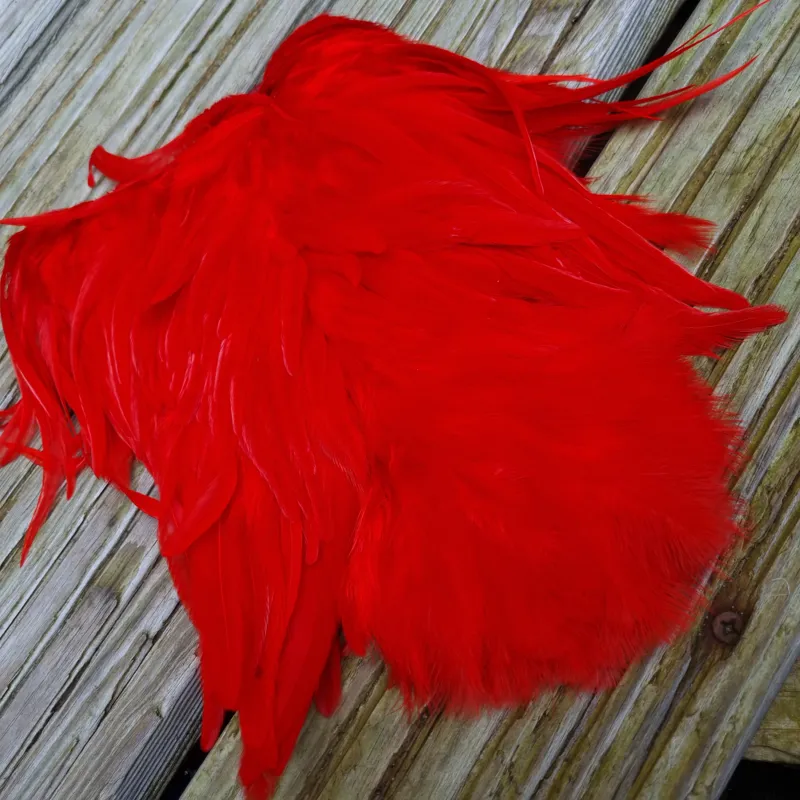 Whiting Rooster Soft Hackle with Chickabou in White dyed Red-2