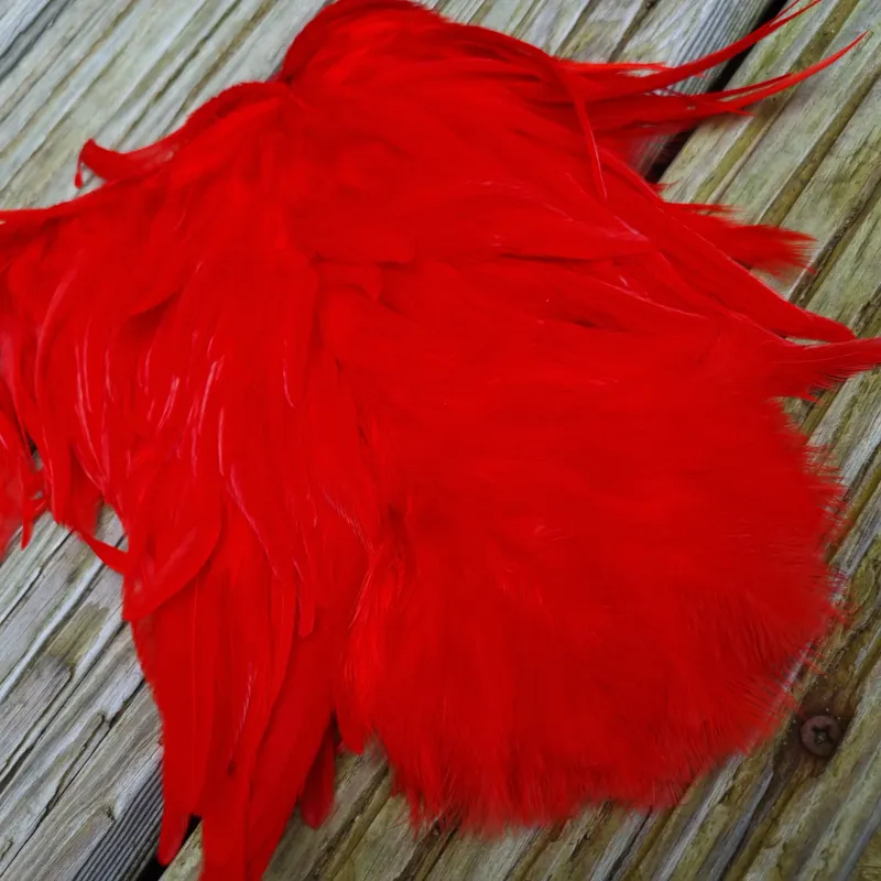 Whiting Rooster Soft Hackle with Chickabou in White dyed Red