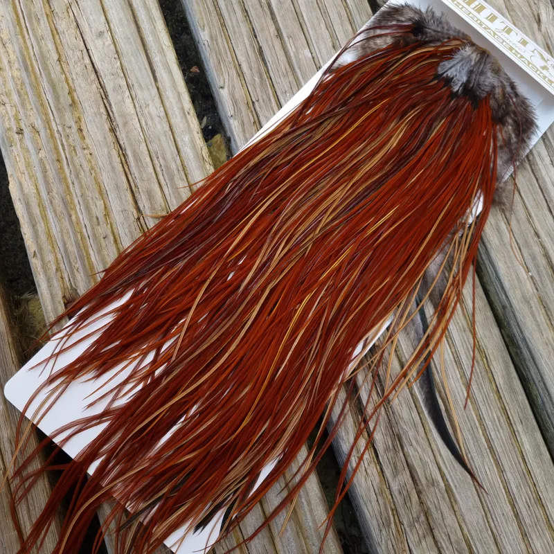 Whiting Heritage Hackles Rooster Saddle in Mixed Colours T Light/Medium/Dark Red Game Approx. Tying Size12/14/16-5