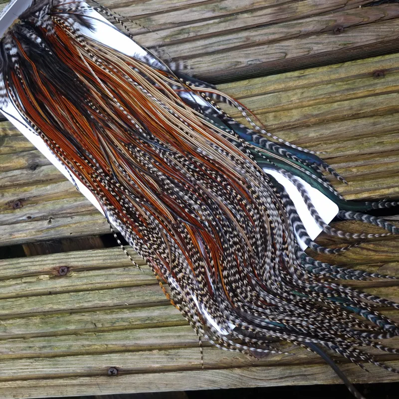 Whiting Heritage Hackles Rooster Saddle in Mixed Colours T Grizzly-Furnace-Greenwell's and Coch Y Bondhu Approx. Tying Size10/12/14. -2