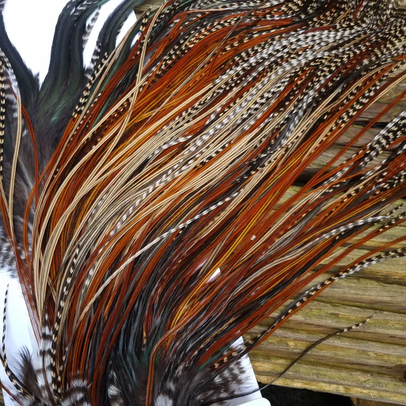 Whiting Heritage Hackles Rooster Saddle in Mixed Colours T Grizzly-Furnace-Greenwell's and Coch Y Bondhu Approx. Tying Size10/12/14. -7