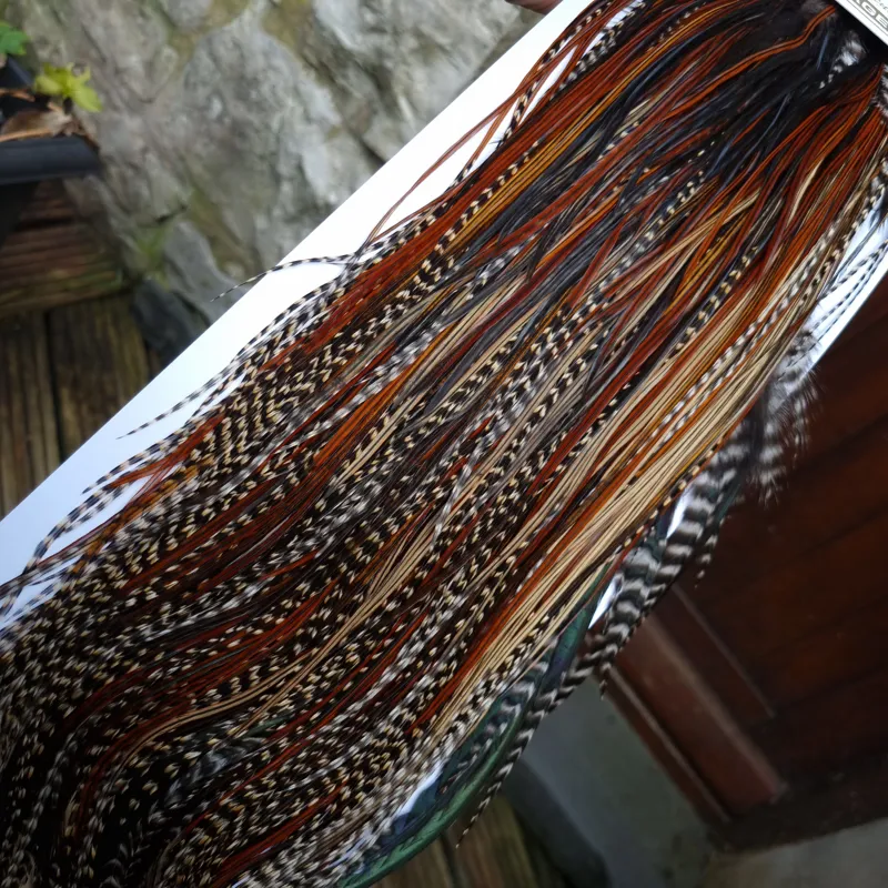 Whiting Heritage Hackles Rooster Saddle in Mixed Colours T Grizzly-Furnace-Greenwell's and Coch Y Bondhu Approx. Tying Size10/12/14. -9