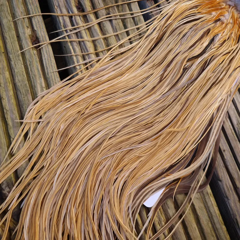 Whiting Heritage Hackles Rooster Saddle in Mixed Colours U Natural Golden Straw/ Natural Golden Straw Badger/Champagne Badger Approx.Tying Size 10/12/14-5