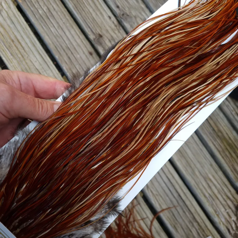 Whiting Heritage Hackles Rooster Saddle in Mixed Colours U Light/Medium/Dark Red Game Approx.Tying Size 12/14/16/18-1