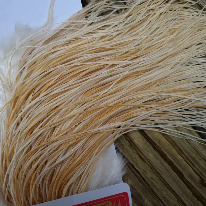 Whiting Pro-Grade Midge Rooster Saddle in Unique Variant B Ivory/ Ghost Barred/Natural Golden Straw Approx tying size 14 16 18 20 with a few going smaller