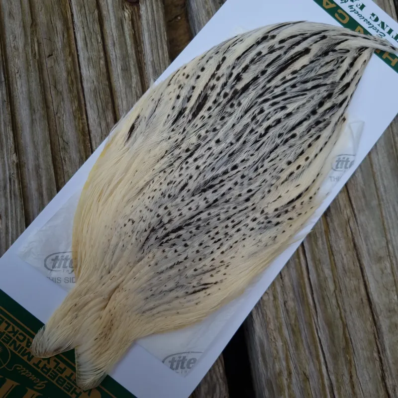 Whiting Hebert Miner Hen Cape in Unique Variant B Salt and Pepper-1