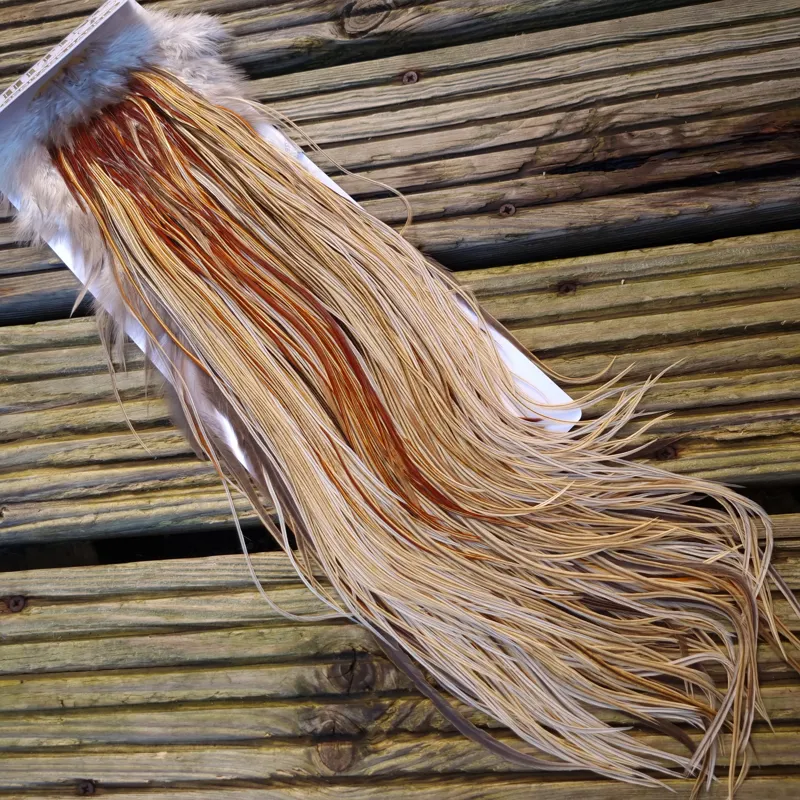 Whiting Heritage Hackles Rooster Saddle in Mixed Colours W Champagne Badger/Speckled Champagne Badger/ Badger Hackles/Rusty Badger/Rusty Hackles Approx Tying Size 12/14/16-3