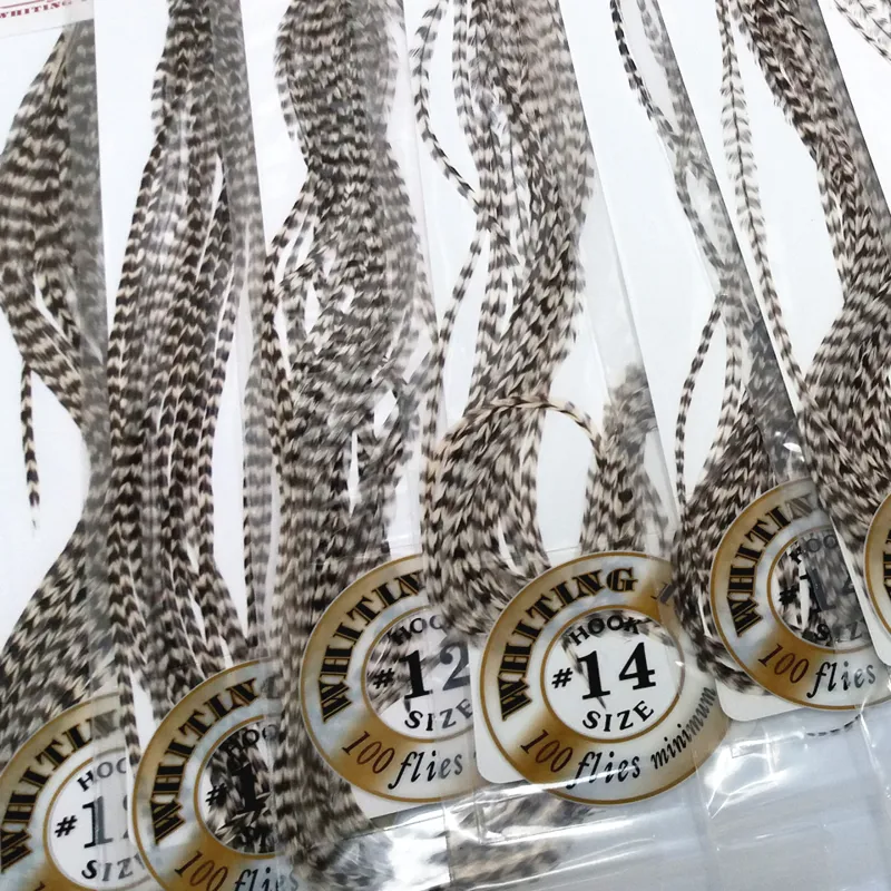 Whiting 100 Saddle Hackle Pack in Grizzly