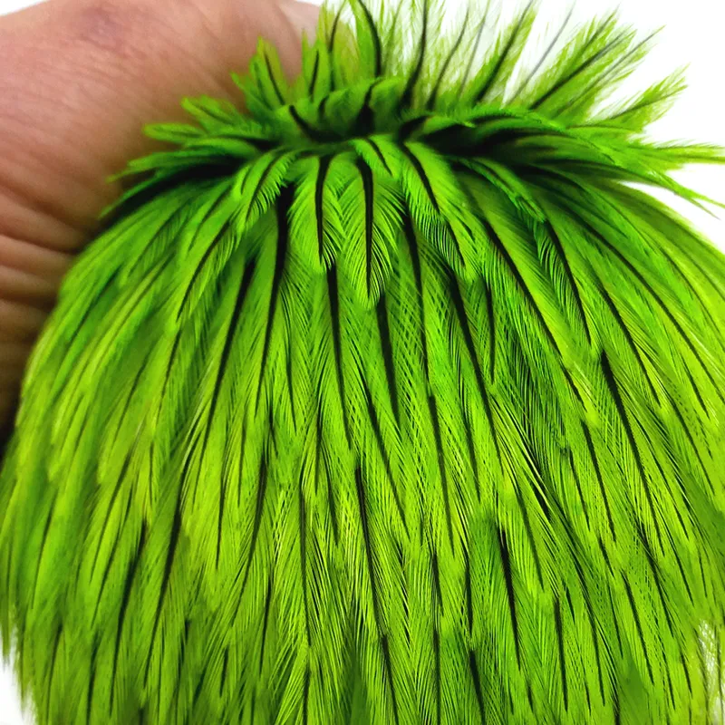 The Lakeland Brahma Rooster Cape in Silver Badger Dyed Fl.Green Chartreuse  from Whiting Farms -3