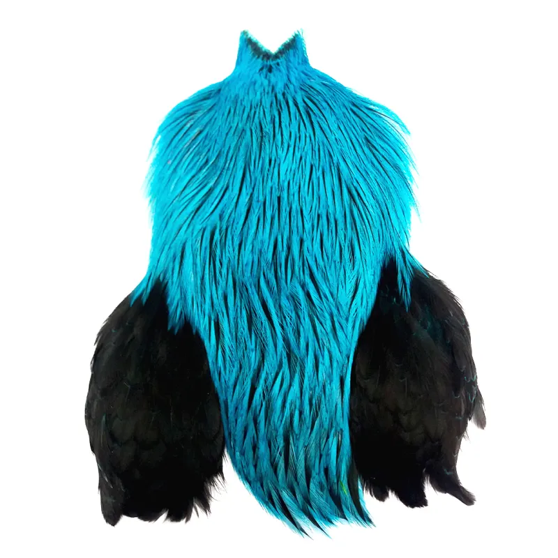 The Lakeland Brahma Rooster Cape in Silver Badger Dyed Silver Dr.Blue from Whiting Farms-5