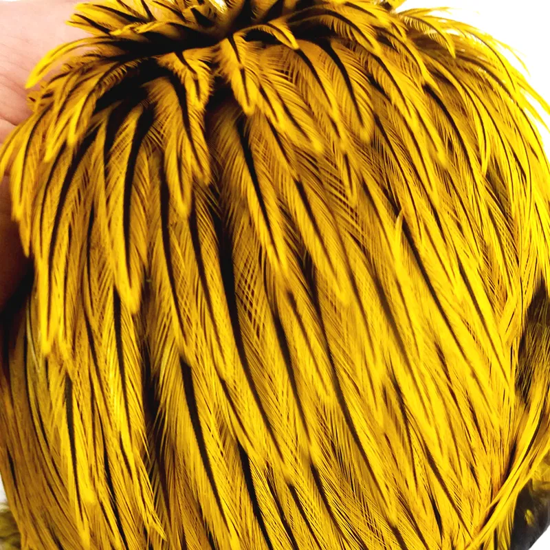 The Lakeland Brahma Rooster Cape in Silver Badger Dyed Yellow  from Whiting Farms-1