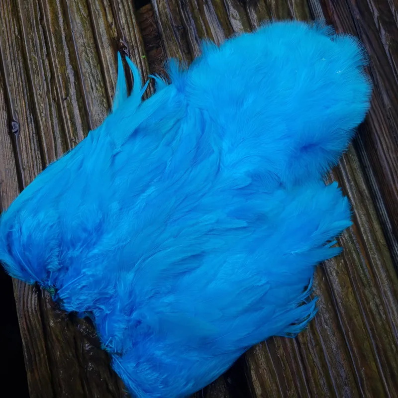 Whiting Rooster Soft Hackle with Chickabou in White Dyed Silver Dr.Blue-3