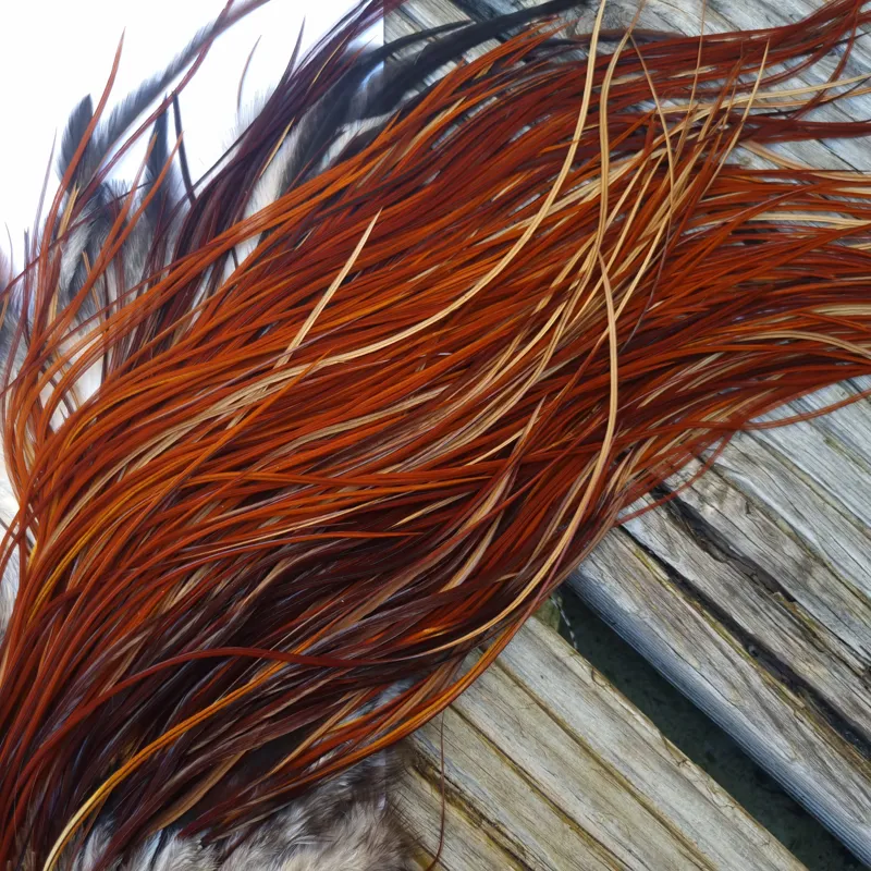 Whiting PRO-GRADE Dry Fly Rooster Saddle in Brown/Medium Red Game B Approx Tying Sizes 12/14/16