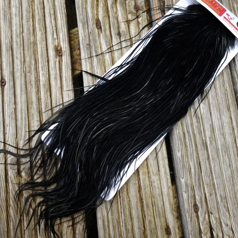 Whiting Bronze Grade Dry Fly Rooster Saddle in Black A Approx Tying Size 10/12/14 with a few 16