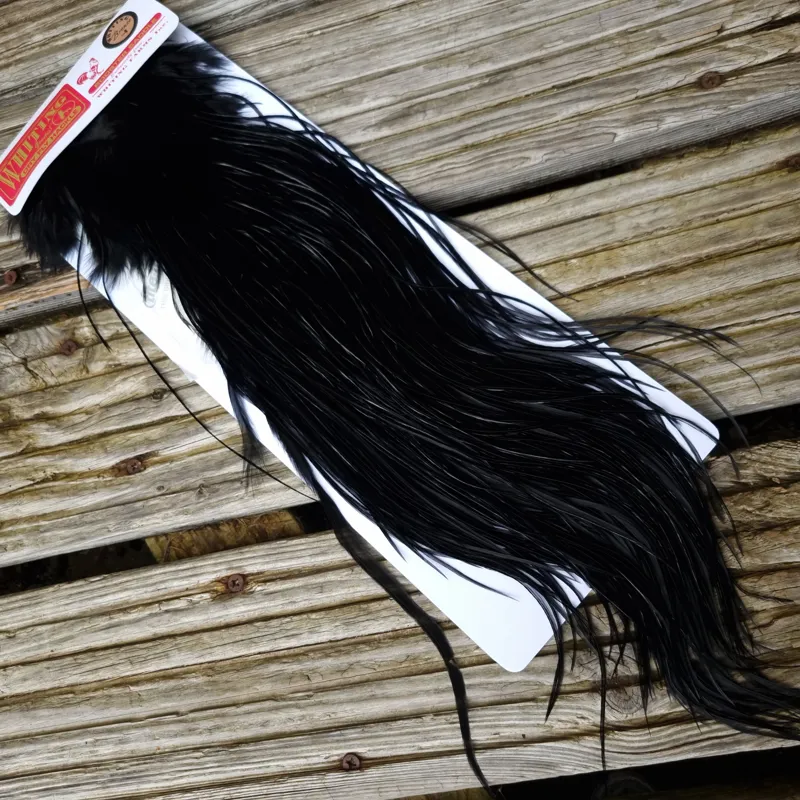 Whiting Bronze Grade Dry Fly Rooster Saddle in Black B Approx Tying Size 10/12/14-3
