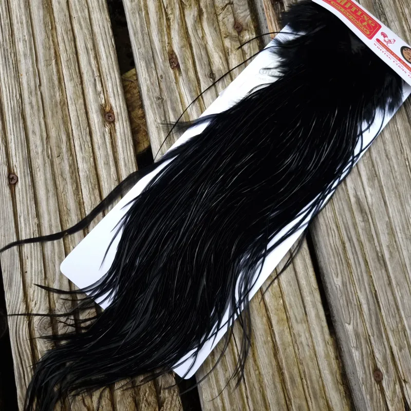Whiting Bronze Grade Dry Fly Rooster Saddle in Black B Approx Tying Size 10/12/14-5
