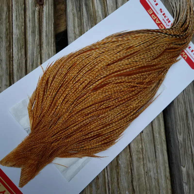 Whiting Pro-Grade Dry Fly Rooster Cape in Barred Dark Ginger B-1