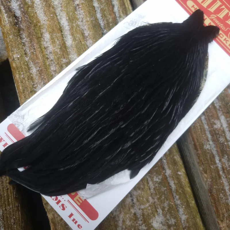 Whiting Hen Cape in Dyed Black A-2