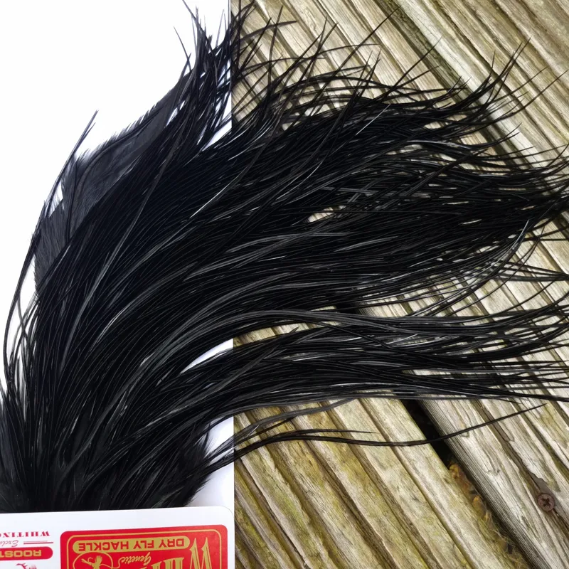 Whiting Pro-Grade Midge Rooster Saddle in Black D Approx Tying Sizes 12/14/16/18 with a few smaller-4