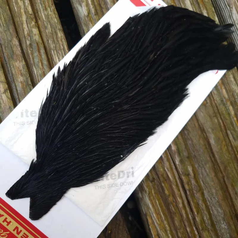 Whiting Hen Cape in Dyed Black D-1